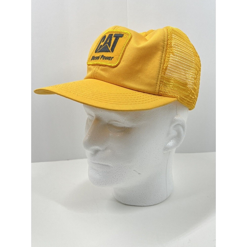 VTG NOS CAT Diesel Power Patch Yellow Snapback Trucker Hat Cap Louisville MFG CO